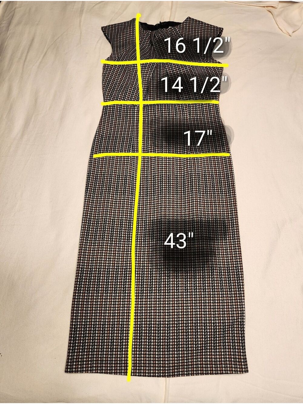 New York & Company Black Plaid Sheath Dress Midi Small - Picture 10 of 10